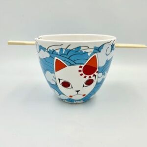 JUST FUNKY Demon Slayer: Kimetsu No Yaiba Ramen Soup Bowl Tanjiro Fox Mask Anime